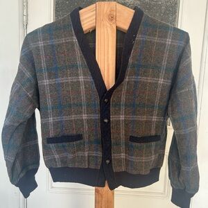 Vintage Pendleton Gray and Blue Cardigan Sweater, USA made